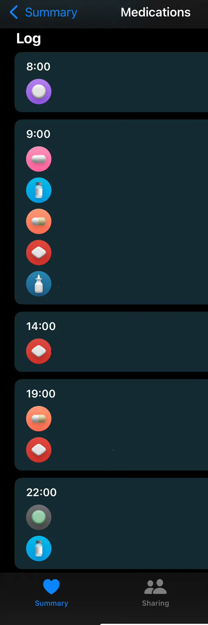 11 medications are waiting to be logged in my apple health schedule