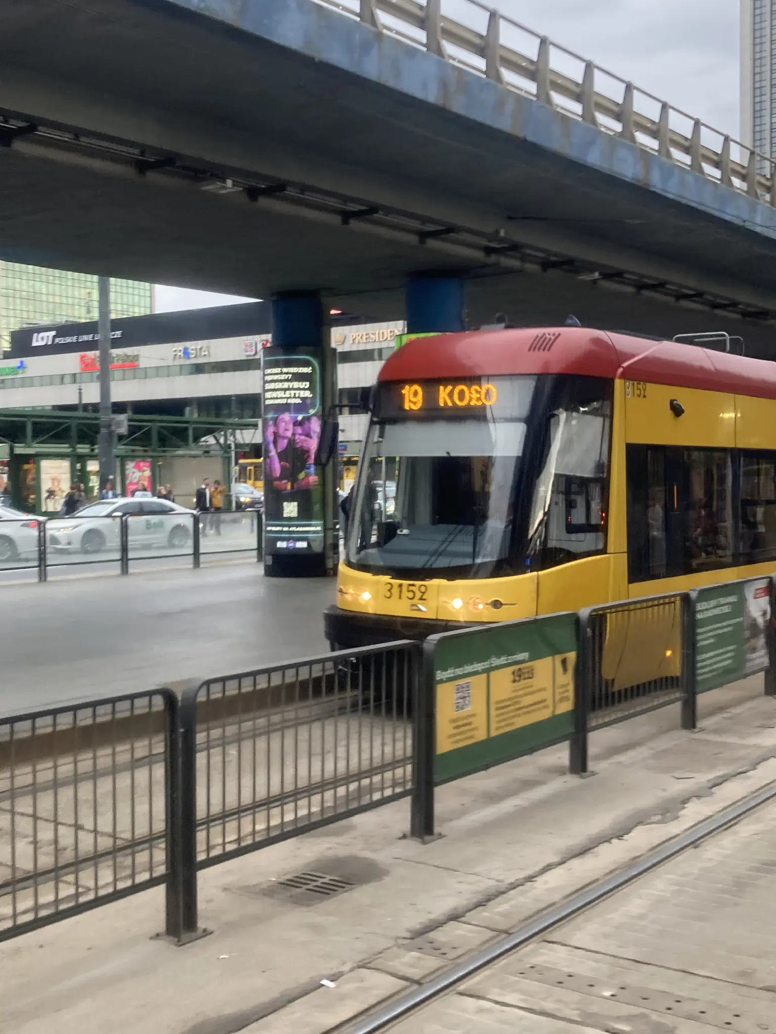 warsaw tram sign: line 19 to ko£o