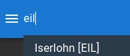 searching for `eil` shows Iserlohn [Ril 100 EIL] as a result