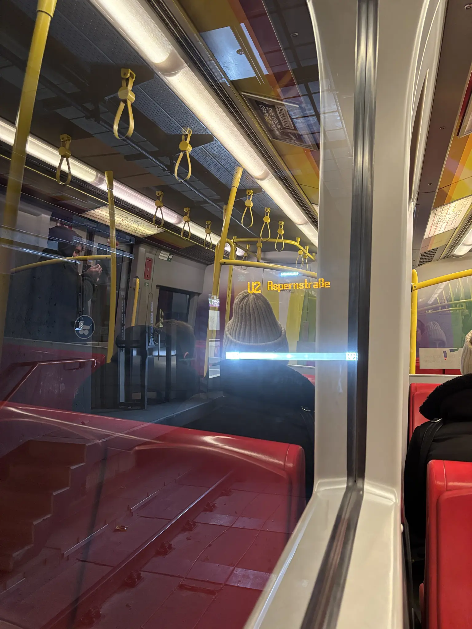 a type x vienna u-bahn train that’s standing still. the headlights look like it’s peaking through the window to see what you’re up to